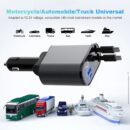 4-in-1 USB Car Fast Charger with PD QC3.0 & Digital Display