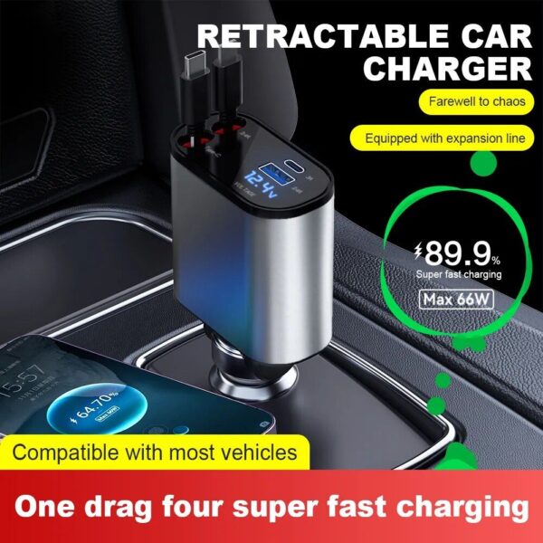 4-in-1 USB Car Fast Charger with PD QC3.0 & Digital Display - Image 10