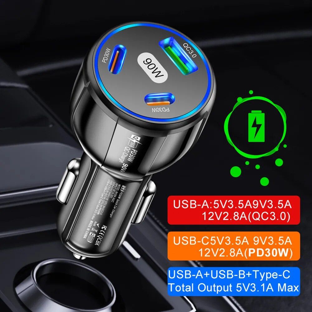 3-Port 90W Fast Car Charger - Image 9