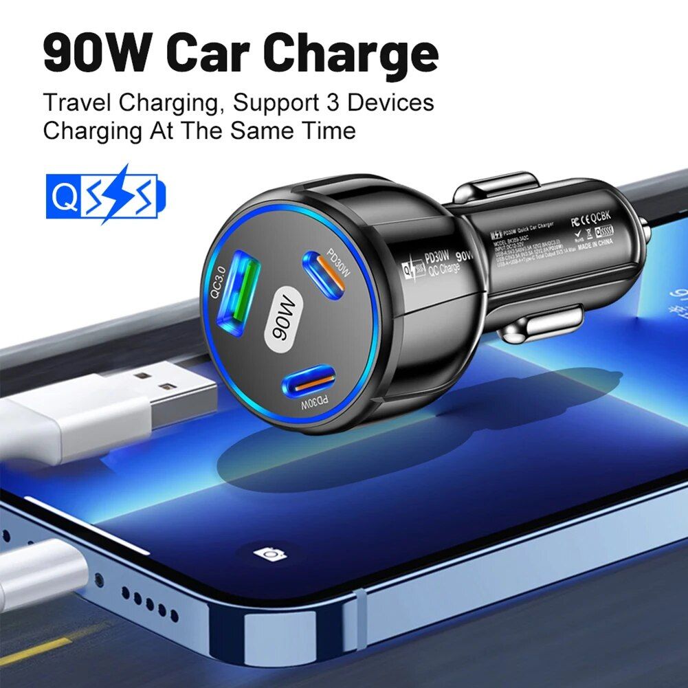 3-Port 90W Fast Car Charger - Image 6