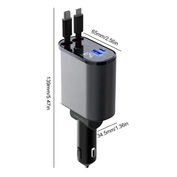 4-in-1 USB Car Fast Charger with PD QC3.0 & Digital Display - Image 12