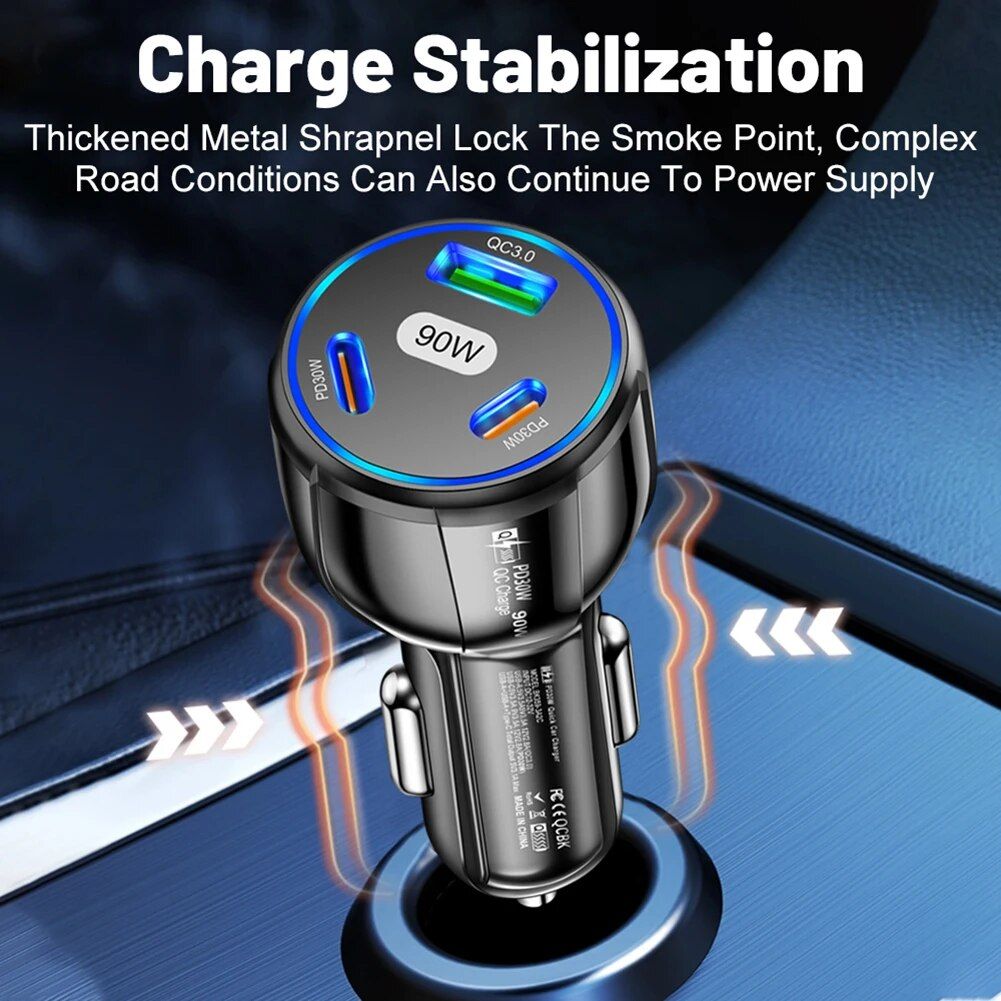 3-Port 90W Fast Car Charger - Image 8