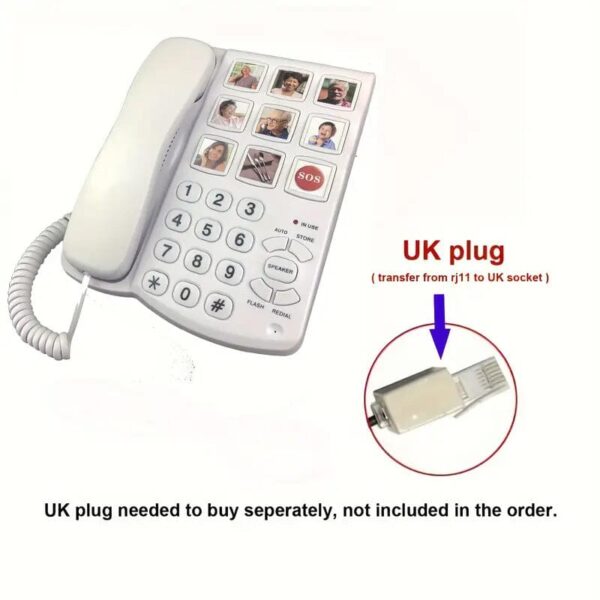 Amplified One Button Touch Big Button Corded Telephone with Speaker - Image 6