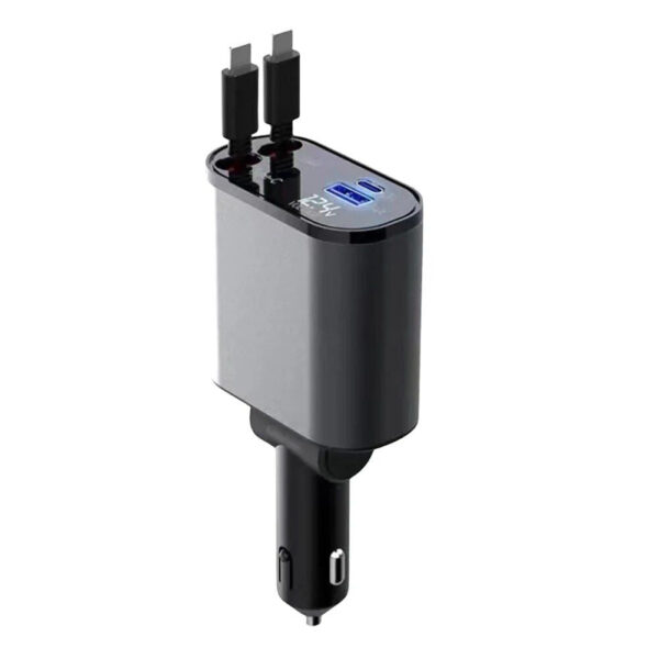 4-in-1 USB Car Fast Charger with PD QC3.0 & Digital Display - Image 3