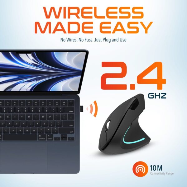 Delton S12 Ergonomic Vertical Wireless Mouse 2.4GHz USB Dongle Battery Operated - Image 3