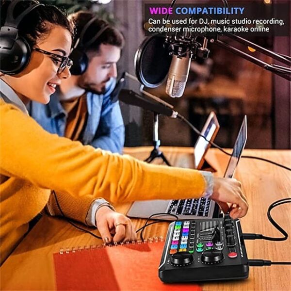 F998 Live Sound Card Audio Mixer Podcast Audio Interface with DJ Mixer Effects - Image 20