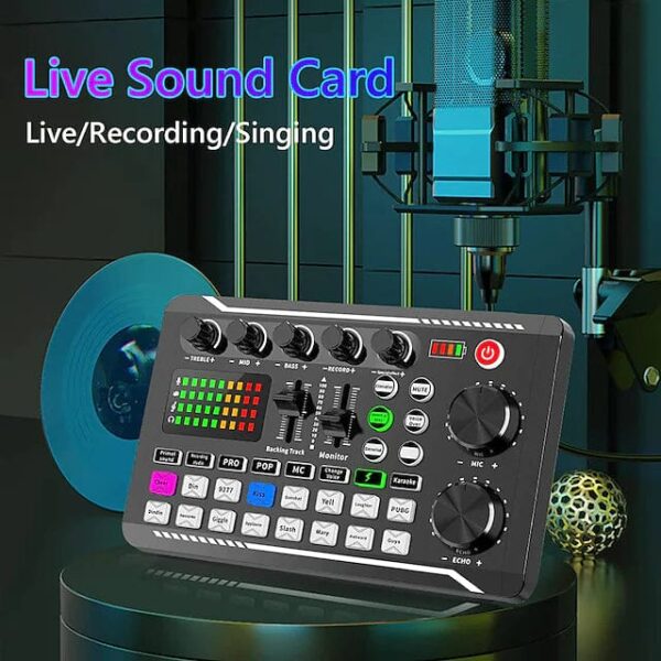 F998 Live Sound Card Audio Mixer Podcast Audio Interface with DJ Mixer Effects - Image 9