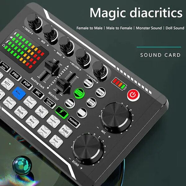 F998 Live Sound Card Audio Mixer Podcast Audio Interface with DJ Mixer Effects - Image 14