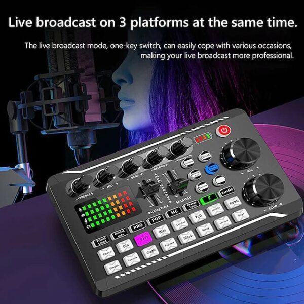 F998 Live Sound Card Audio Mixer Podcast Audio Interface with DJ Mixer Effects - Image 16